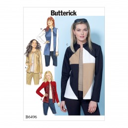 Butterick Sewing Pattern 6496 Misses' Jackets & Vests Contrast & Seam Variations