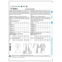 Vogue Sewing Pattern V9081 Women's Cardigan And Dress
