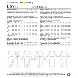 Butterick Sewing Pattern 6515 Misses' Dress With Ruffle Variations