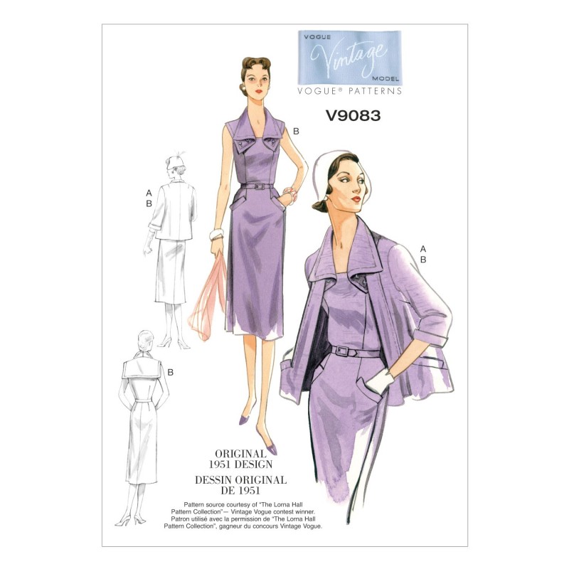 Vogue Sewing Pattern V9083 Women's Vintage Jacket Dress And Belt