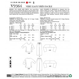 Vogue Sewing Pattern V9367 Women's Top Scarf And Trousers