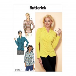 Butterick Sewing Pattern 6517 Misses'Top With Pleat And Options