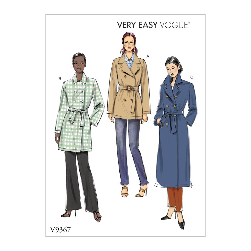Vogue Sewing Pattern V9367 Women's Double Breasted Buttoned Coat