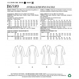 Butterick Sewing Pattern 6589 Misses' Faux Wrap Gathered Dress