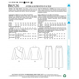 Butterick Sewing Pattern 6526 Misses' Crossover Knit Top And Side-Seam-Detail Trousers