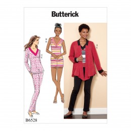 Butterick Sewing Pattern 6528 Misses' Knit Jacket, Top, Shorts And Trousers