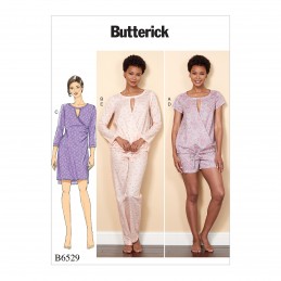 Butterick Sewing Pattern 6529 Misses' Crossover Top, Dress, Shorts And Trousers