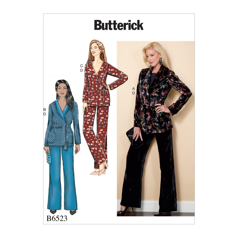 Butterick Sewing Pattern 6523 Misses' Jacket, Sash And Trousers