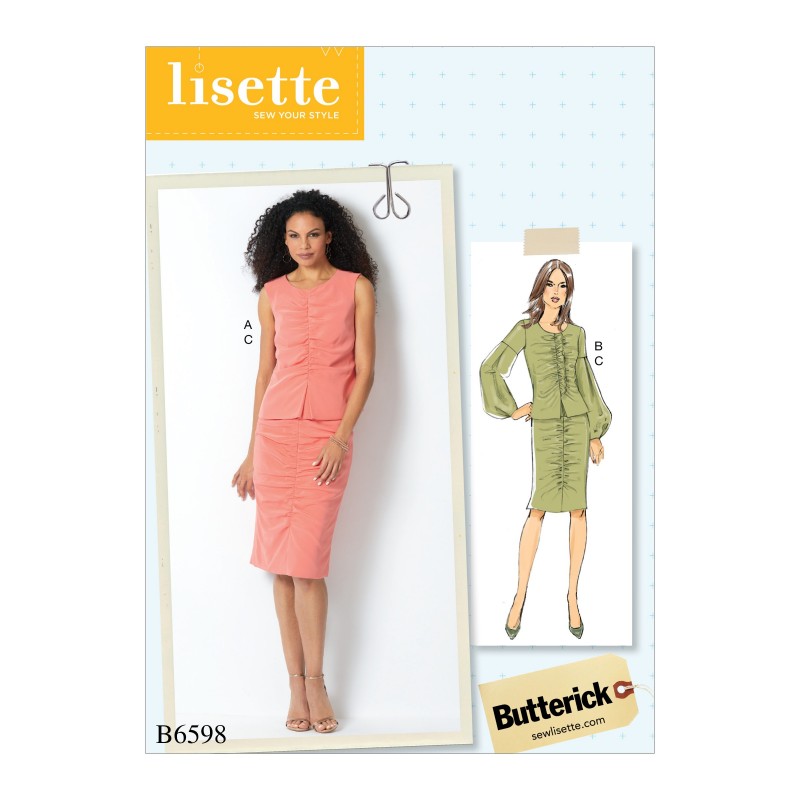 Butterick Sewing Pattern 6598 Misses' Top and Skirt with Front Gather Detail