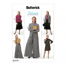Butterick Sewing Pattern 6599 Misses' Jacket, Top, Dress and Wide Leg Trousers