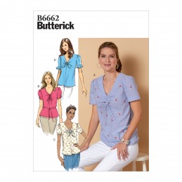 Butterick Sewing Pattern 6662 Misses' Semi-Fitted Pullover Top and Tie