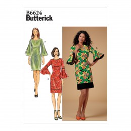 Butterick Sewing Pattern 6624 Women's Petite Dress With Flared Sleeves