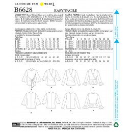 Butterick Sewing Pattern 6628 Women's Wrap Or Knot Top