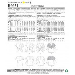 Butterick Sewing Pattern 6631 Women's Ruffle Overlay Top