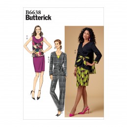 Butterick Sewing Pattern 6638 Women's Jacket Top Skirt Trousers & Sash