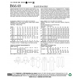 Butterick Sewing Pattern 6640 Women's Petite Top Dress And Trousers