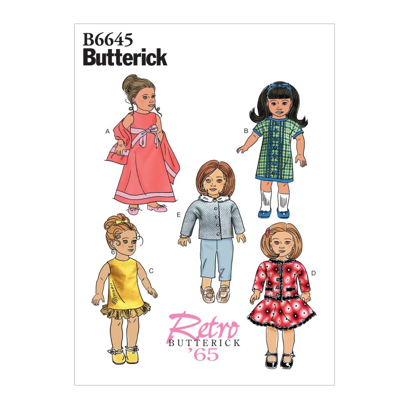 Butterick Sewing Pattern 6645 Children's Clothes For 18" Doll
