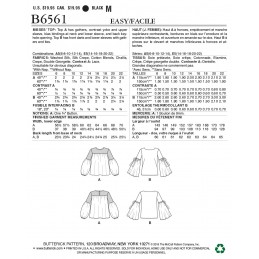 Butterick Sewing Pattern 6561 Misses' Loose Top with Flared Arm