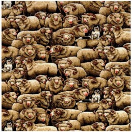 Natural 100% Cotton Patchwork Fabric Nutex Merinos Sheep Farm Life