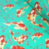 100% Cotton Poplin Fabric Rose & Hubble Aquatic Pond Life Japanese Koi Fish