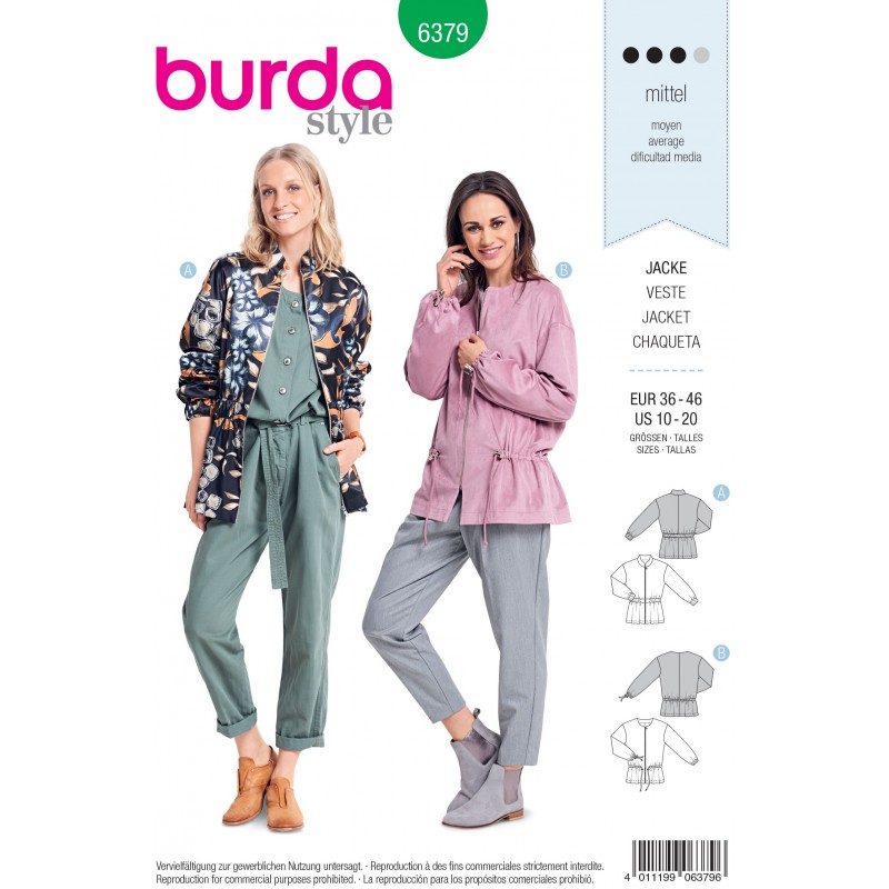 Burda Style Misses' Blousons With Drawstring Waist Sewing Pattern 6379