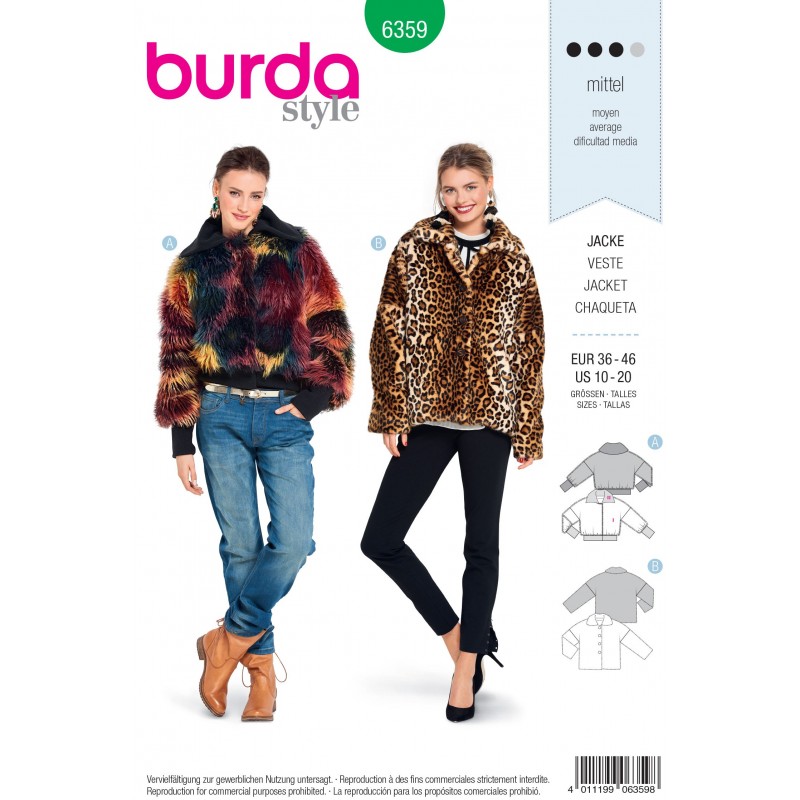 Burda Style Misses' Wide Cut Fur Coat Sewing Pattern 6359