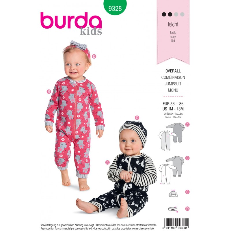 Burda Baby's Slip On Bottoms Trousers Shorts Sewing Pattern 9317