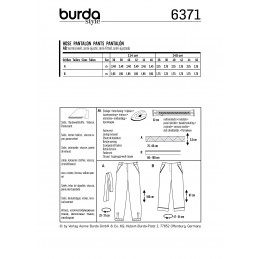 Burda Style Misses' Loose Fitting Slip On Trousers Sewing Pattern 6371