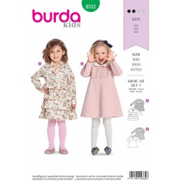 Burda Style Child's and Toddler's Button Up Dress Sewing Pattern 9332