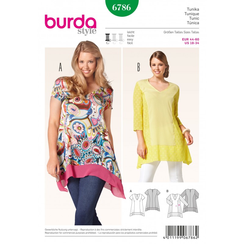 Burda Style Womans' Feminine Collared Blouse Sewing Pattern 6786