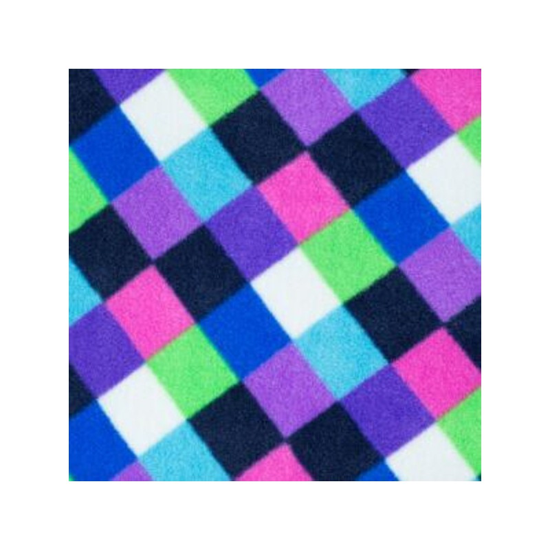 Polar Fleece Anti Pil Fabric Multi Coloured Check Squares