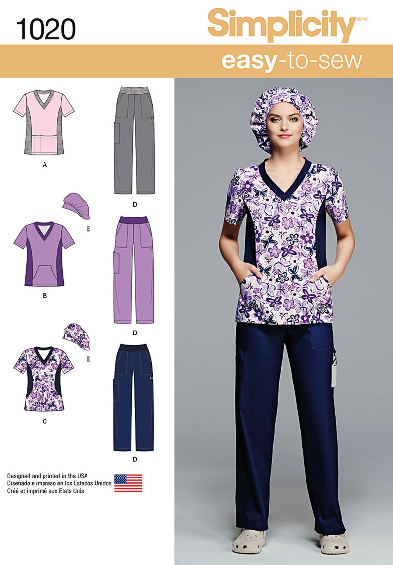 Simplicity Sewing Pattern 1020 Misses Easy To Sew Nurses Doctors Scrubs BB