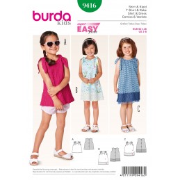 Burda Style Infant Toddlers Summer Dress and Top Sewing Pattern 9416