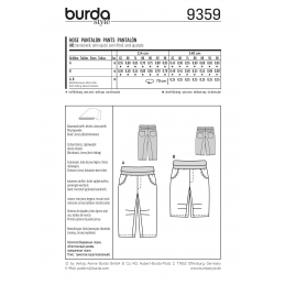 Burda Style Infant Simple Toddler's Elastic Waistband Trousers Sewing Pattern 9359