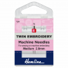 Hemline Twin Embroidery Sewing Machine Needles Medium 75/11 2.0mm Klasse