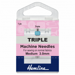 Hemline Triple Universal Machine Needles Medium 80/12 3mm