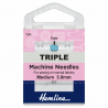 Hemline Triple Universal Sewing Machine Needles Medium 80/12 3mm Klasse