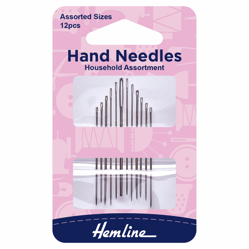 Hemline Household Assorted Hand Sewing Needles 12 Pack 