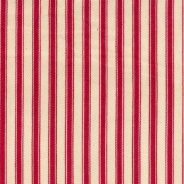 Red 100% Cotton Canvas Fabric 8mm Ticking Stripes Woven Soft 53" 137cm Wide