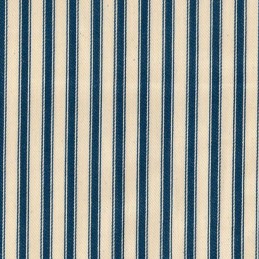 Marine Blue 100% Cotton Canvas Fabric 8mm Ticking Stripes Woven Soft 53" 137cm Wide