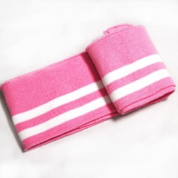 Pink Pre Cut Ribbed Cuffing Jersey Waistband Sports Stripes 6cm x 110cm