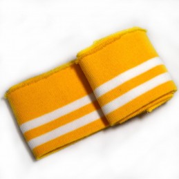 Yellow Pre Cut Ribbed Cuffing Jersey Waistband Sports Stripes 6cm x 110cm