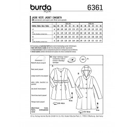 Burda Sewing Pattern 6361 Style Misses' Smart Formal Coat Jacket