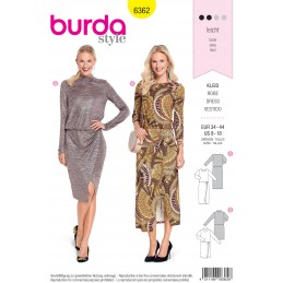 Burda Sewing Pattern 6362 Style Woman's Jersey Smart Formal Dress
