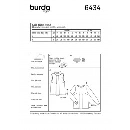 Burda Sewing Pattern 6434 Woman's Feminine Blouse with Pleats and Slit in Back