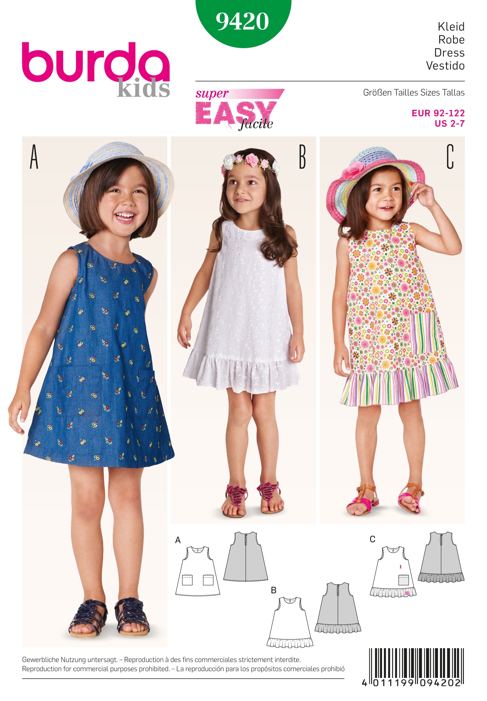Burda Kids Easy Sewing Pattern 9341 Summer Jersey Dresses