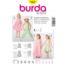 Burda Sewing Pattern 9460 Kids Girls Dresses & Jumpsuit