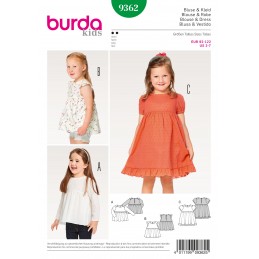 Burda Sewing Pattern 9362 Style Child's Girls Summer Dress Skirt and Shirt