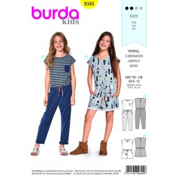 Burda Sewing Pattern 9345 Style Children's Girls Casual Summer Jumpsuit & Playsuit
