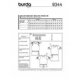 Burda Sewing Pattern 9345 Style Children's Girls Casual Summer Shirt & Dress